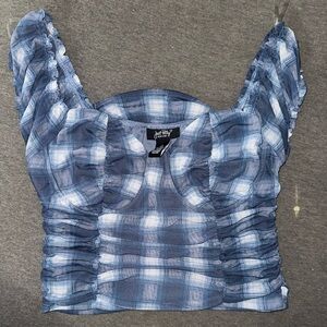 Plaid blue top size medium